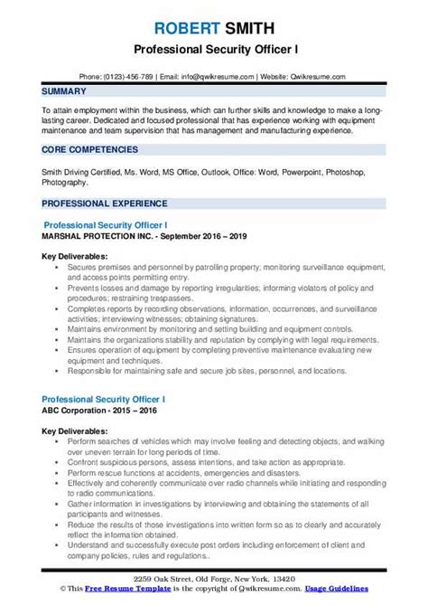security officer job description resume|security officer resume headline.
